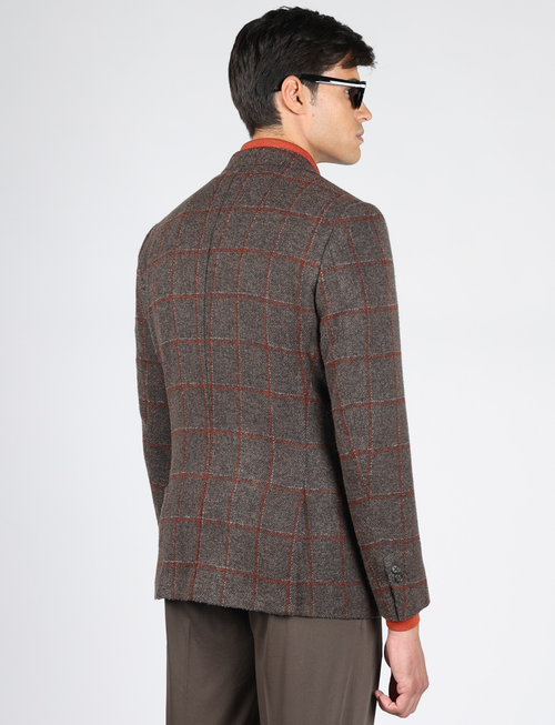 Giacca a quadri marrone in misto lana |Colore:Moro