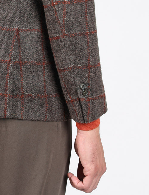 Giacca a quadri marrone in misto lana |Colore:Moro