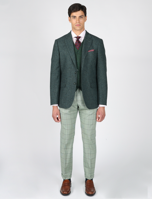Giacca in misto lana tessuto occhio di pernice |Colore:Verde