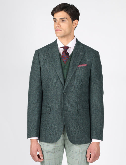 Giacca in misto lana tessuto occhio di pernice |Colore:Verde