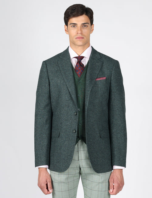 Giacca in misto lana tessuto occhio di pernice |Colore:Verde
