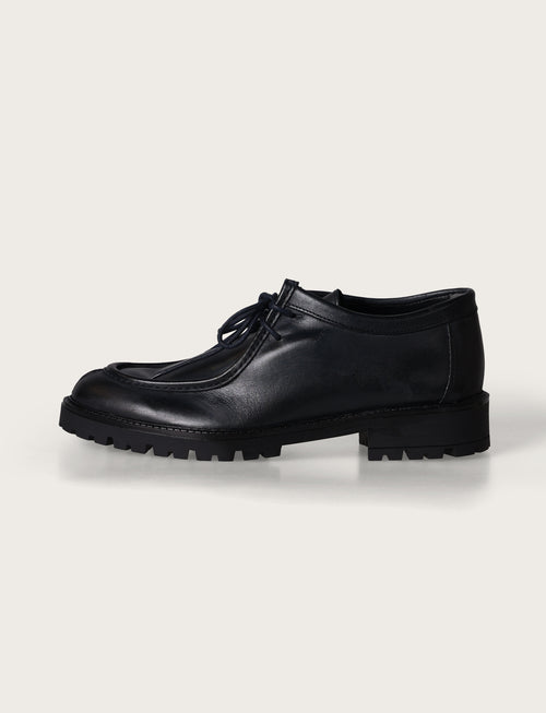 Scarpe stringate in pelle con suola carrarmato |Colore:Blu