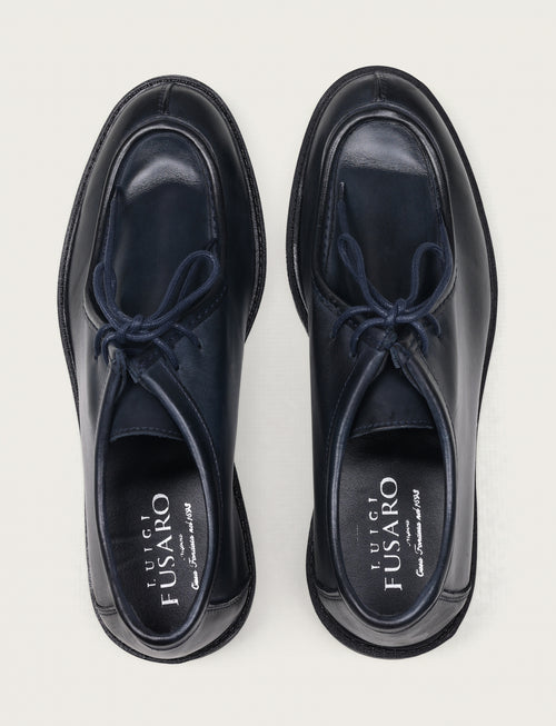 Scarpe stringate in pelle con suola carrarmato |Colore:Blu