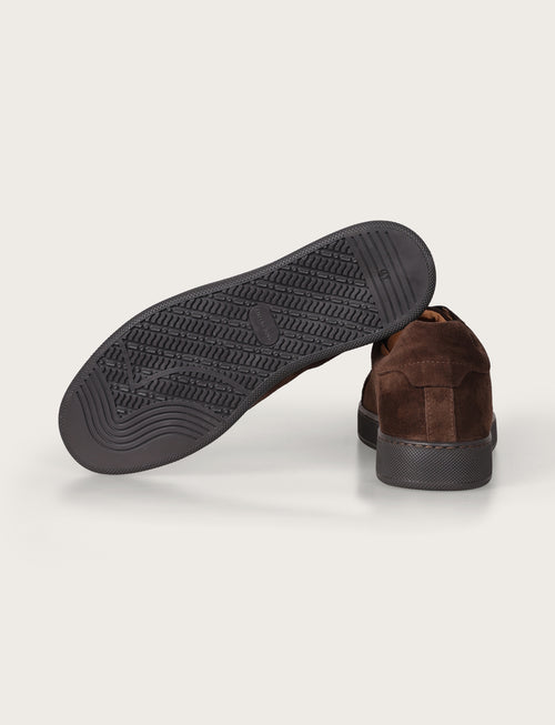 Sneakers in camoscio con suola in gomma |Colore:Testa di moro