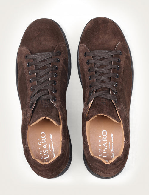 Sneakers in camoscio con suola in gomma |Colore:Testa di moro