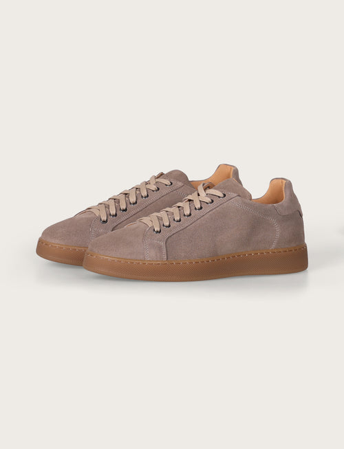 Sneakers in camoscio con suola in gomma |Colore:Taupe
