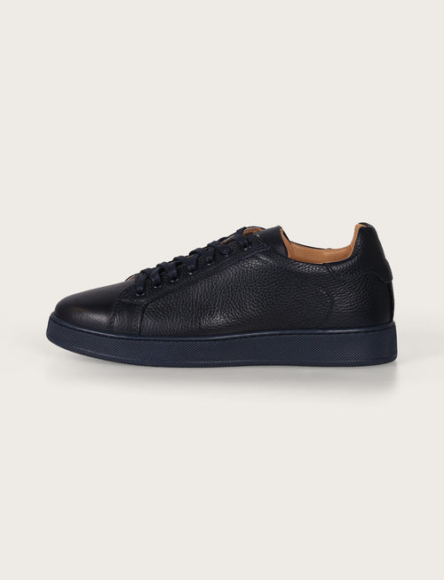 Sneakers in pelle bottalata con suola in gomma |Colore:Blu