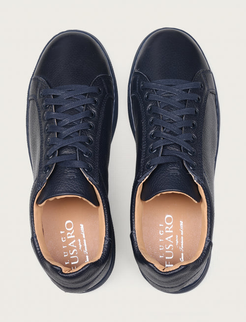 Sneakers in pelle bottalata con suola in gomma |Colore:Blu