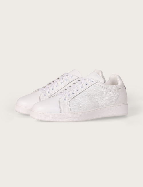 Sneakers in pelle bottalata con suola in gomma |Colore:Bianco