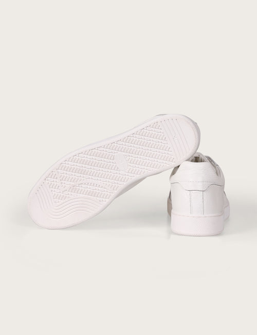 Sneakers in pelle bottalata con suola in gomma |Colore:Bianco
