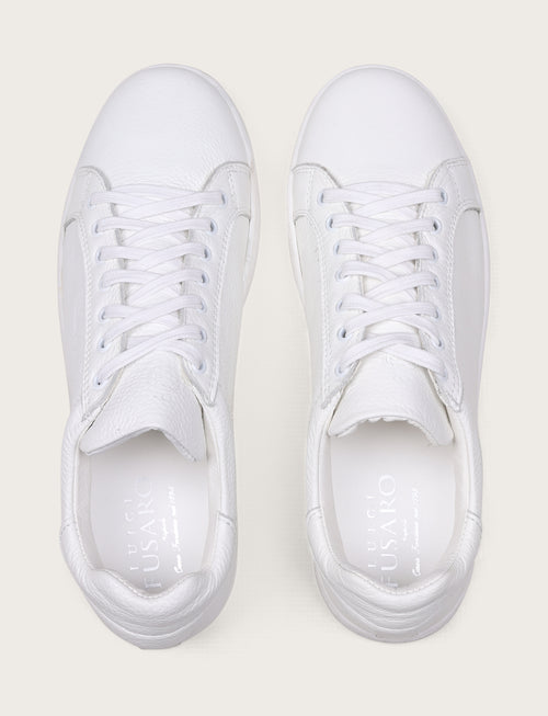 Sneakers in pelle bottalata con suola in gomma |Colore:Bianco