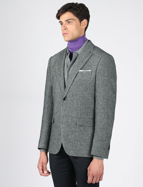 Giacca in lana tessuto spigato |Colore:Grigio
