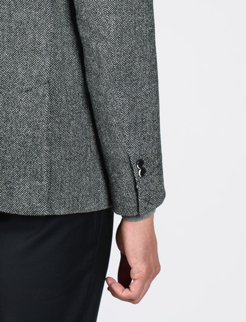 Giacca in lana tessuto spigato |Colore:Grigio