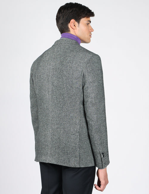 Giacca in lana tessuto spigato |Colore:Grigio