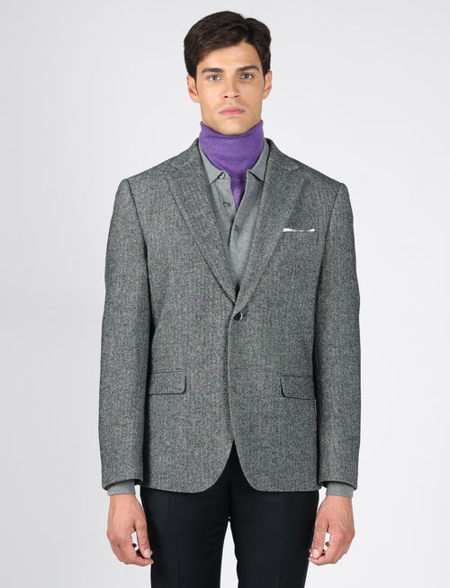 Giacca in lana tessuto spigato |Colore:Grigio