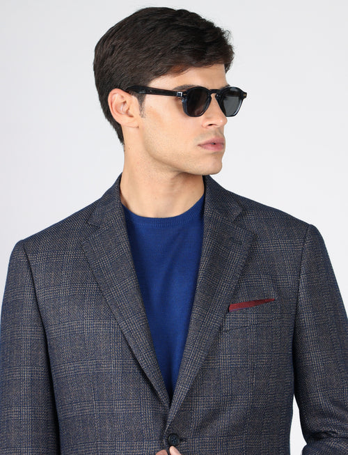 Giacca in fantasia principe di galles|Colore:Blu