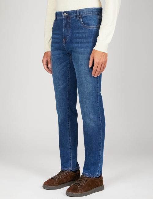Jeans cinque tasche in denim |Colore:Lavaggio scuro