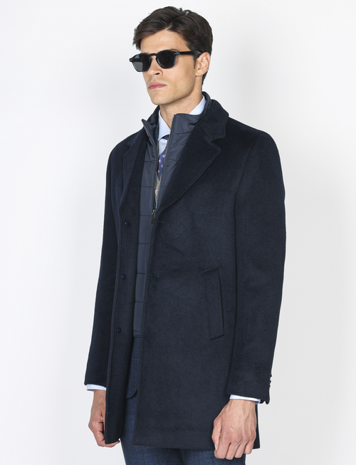 Cappottino con pettorina removibile in lana misto |Colore:Blu