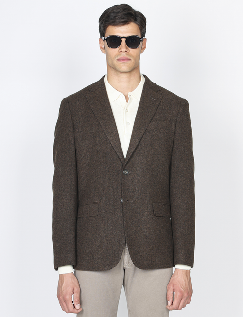 Giacca in lana tessuto spigato |Colore:Moro