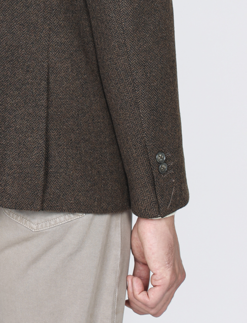 Giacca in lana tessuto spigato |Colore:Moro