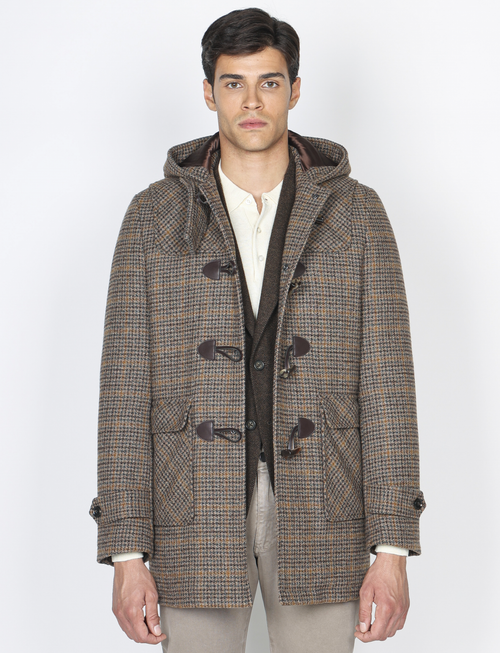 Montgomery in misto lana pied de poule|Colore:Cammello