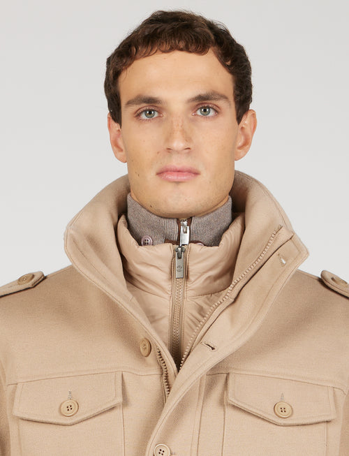 Sahariana imbottita in tessuto con pettorina |Colore:Beige