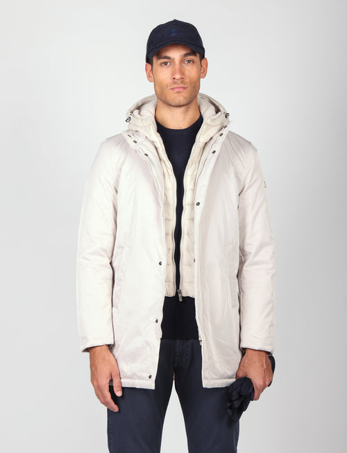 Parka imbottito con pettorina e cappuccio |Colore:Panna