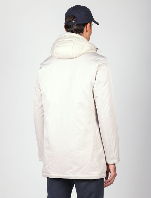 Parka imbottito con pettorina e cappuccio |Colore:Panna