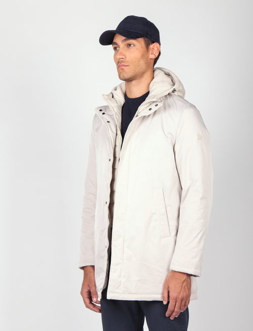 Parka imbottito con pettorina e cappuccio |Colore:Panna