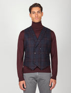 Gilet doppiopetto principe di galles |Colore:Blu