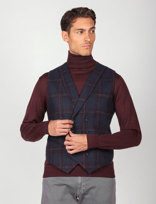 Gilet doppiopetto principe di galles |Colore:Blu