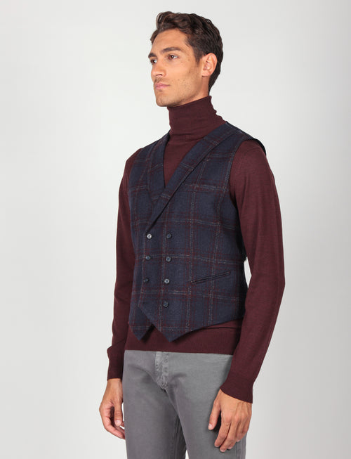 Gilet doppiopetto principe di galles |Colore:Blu
