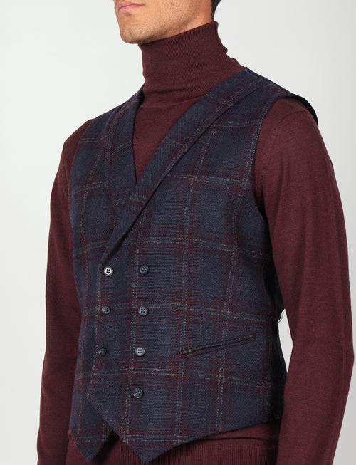 Gilet doppiopetto principe di galles |Colore:Blu