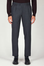 Pantaloni pied de poule con pinces |Colore:Blu