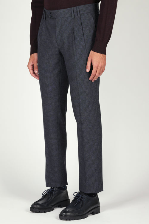 Pantaloni pied de poule con pinces |Colore:Blu
