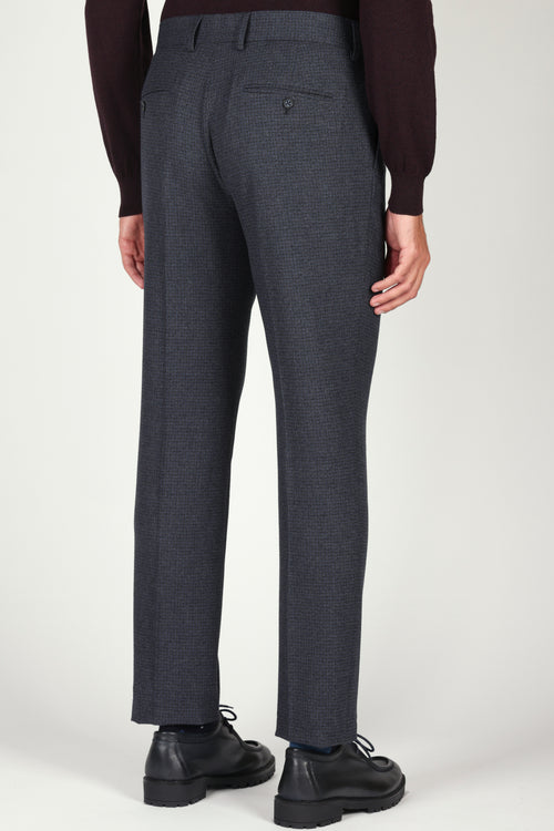 Pantaloni pied de poule con pinces |Colore:Blu