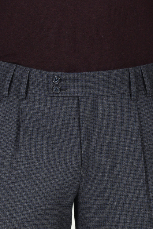 Pantaloni pied de poule con pinces |Colore:Blu