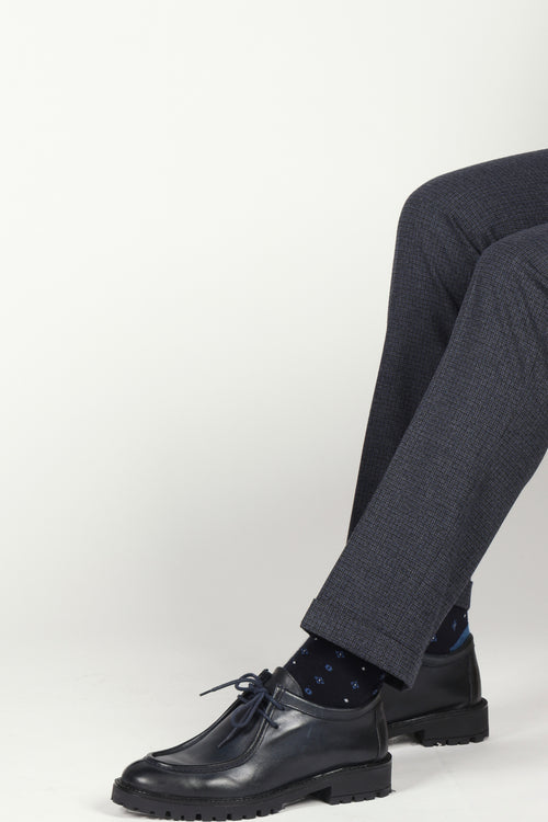 Pantaloni pied de poule con pinces |Colore:Blu