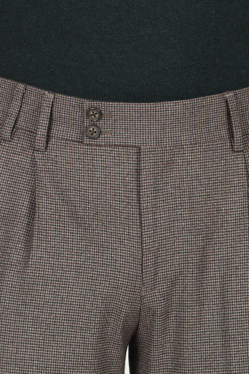 Pantaloni pied de poule con pinces |Colore:Fango