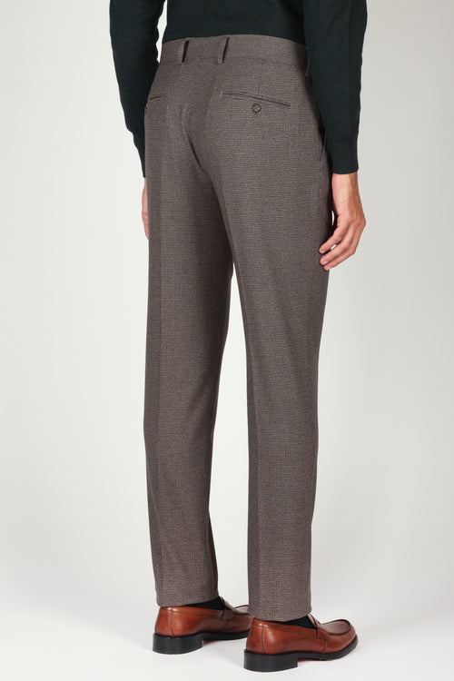 Pantaloni pied de poule con pinces |Colore:Fango