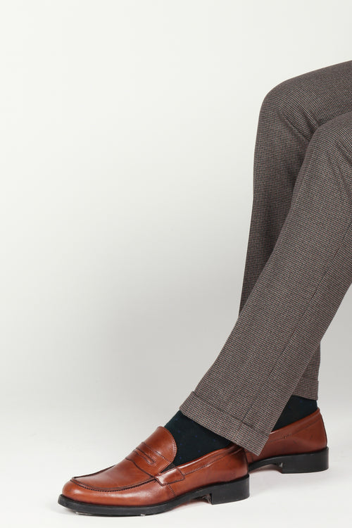 Pantaloni pied de poule con pinces |Colore:Fango