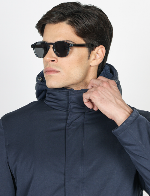 Parka imbottito con pettorina e cappuccio |Colore:Blu