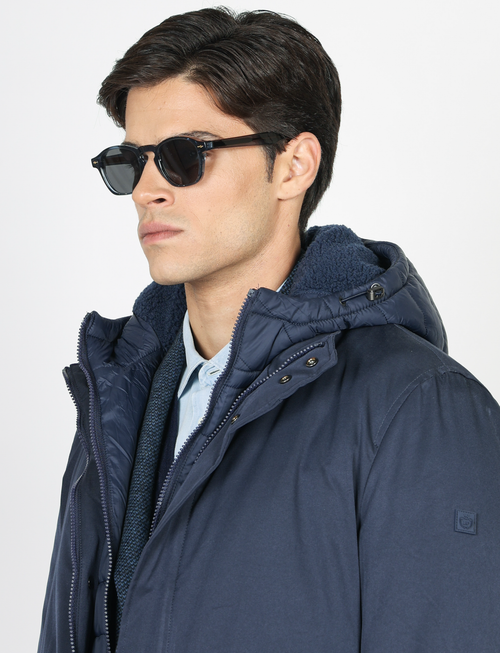Parka imbottito con pettorina e cappuccio |Colore:Blu