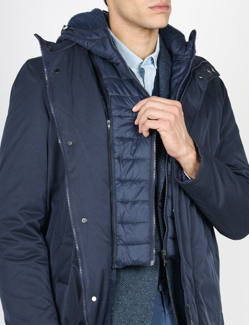 Parka imbottito con pettorina e cappuccio |Colore:Blu