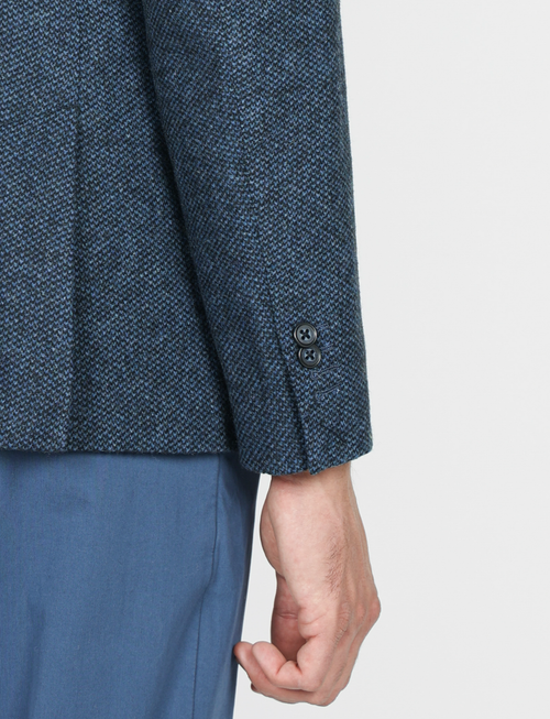 Giacca in misto lana tessuto occhio di pernice |Colore:Blu