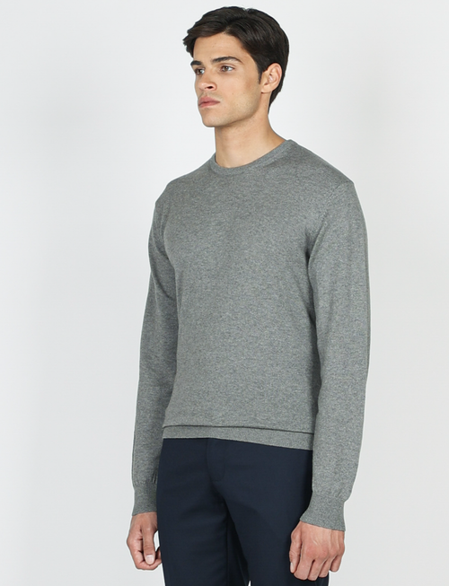 Maglia girocollo in cotone e lana |Colore:Grigio medio