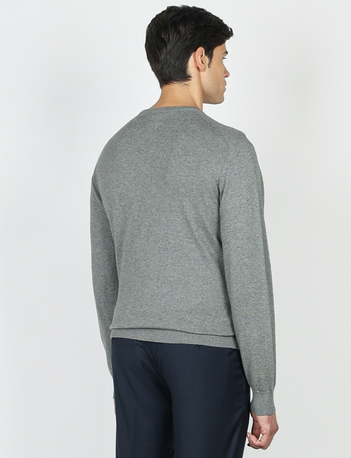 Maglia girocollo in cotone e lana |Colore:Grigio medio