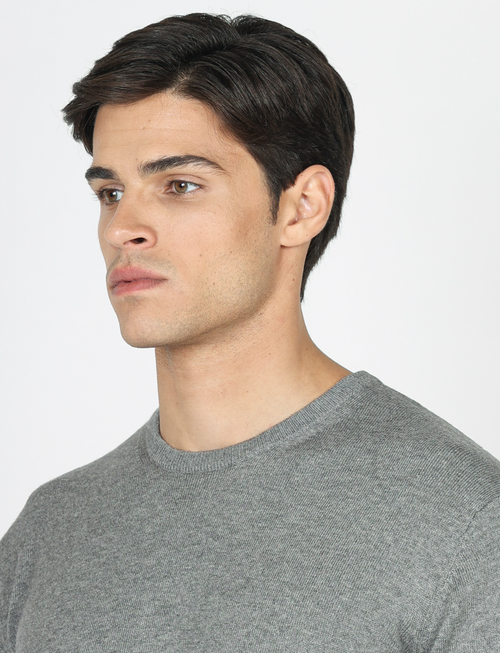 Maglia girocollo in cotone e lana |Colore:Grigio medio