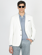Giacca monopetto in lana con tasche a toppa |Colore:Panna