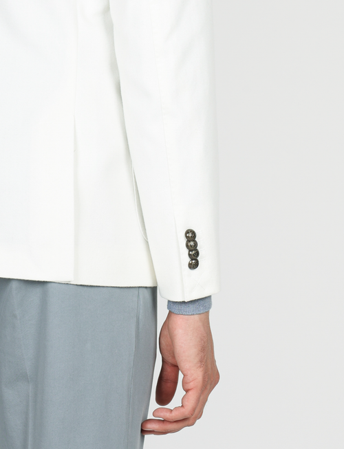 Giacca monopetto in lana con tasche a toppa |Colore:Panna